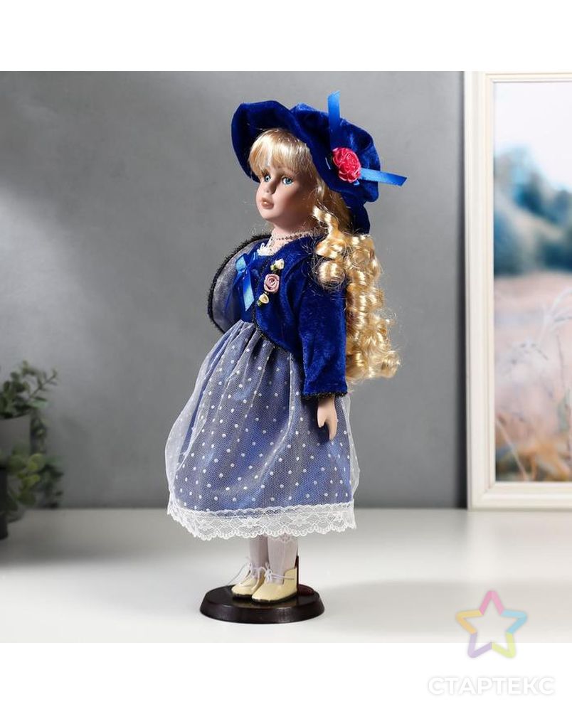 Кукла коллекционная керамика "Женя в синем платье и бархатном пиджаке" 40 см арт. СМЛ-137548-1-СМЛ0004822737 3
