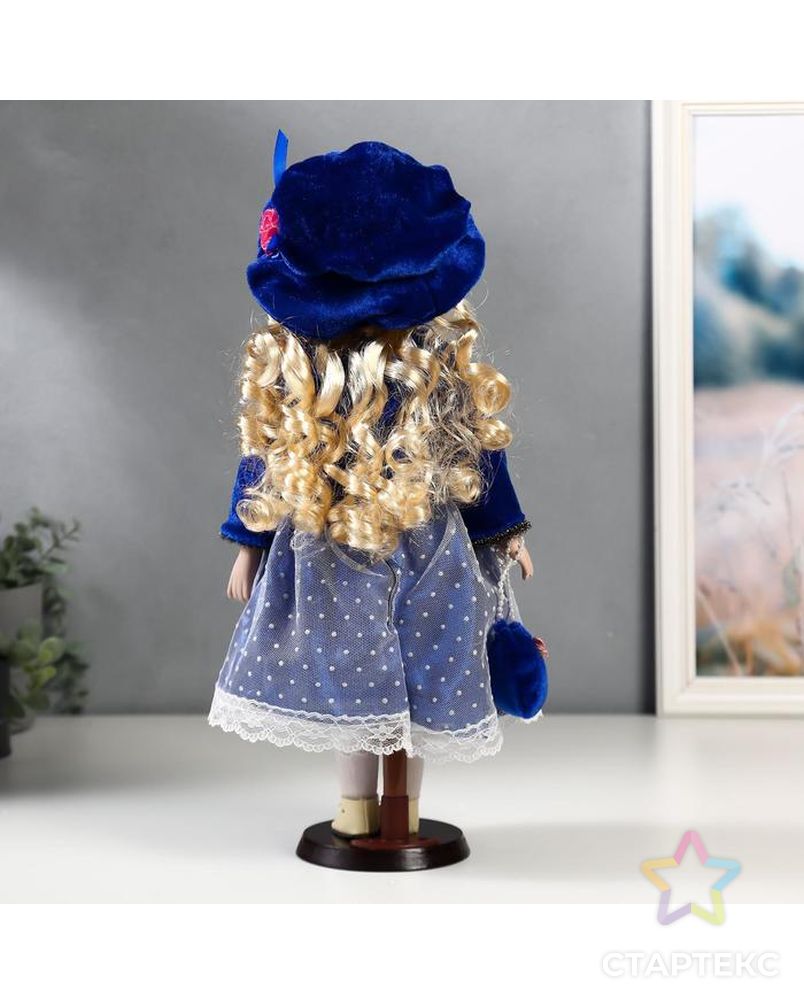 Кукла коллекционная керамика "Женя в синем платье и бархатном пиджаке" 40 см арт. СМЛ-137548-1-СМЛ0004822737 4
