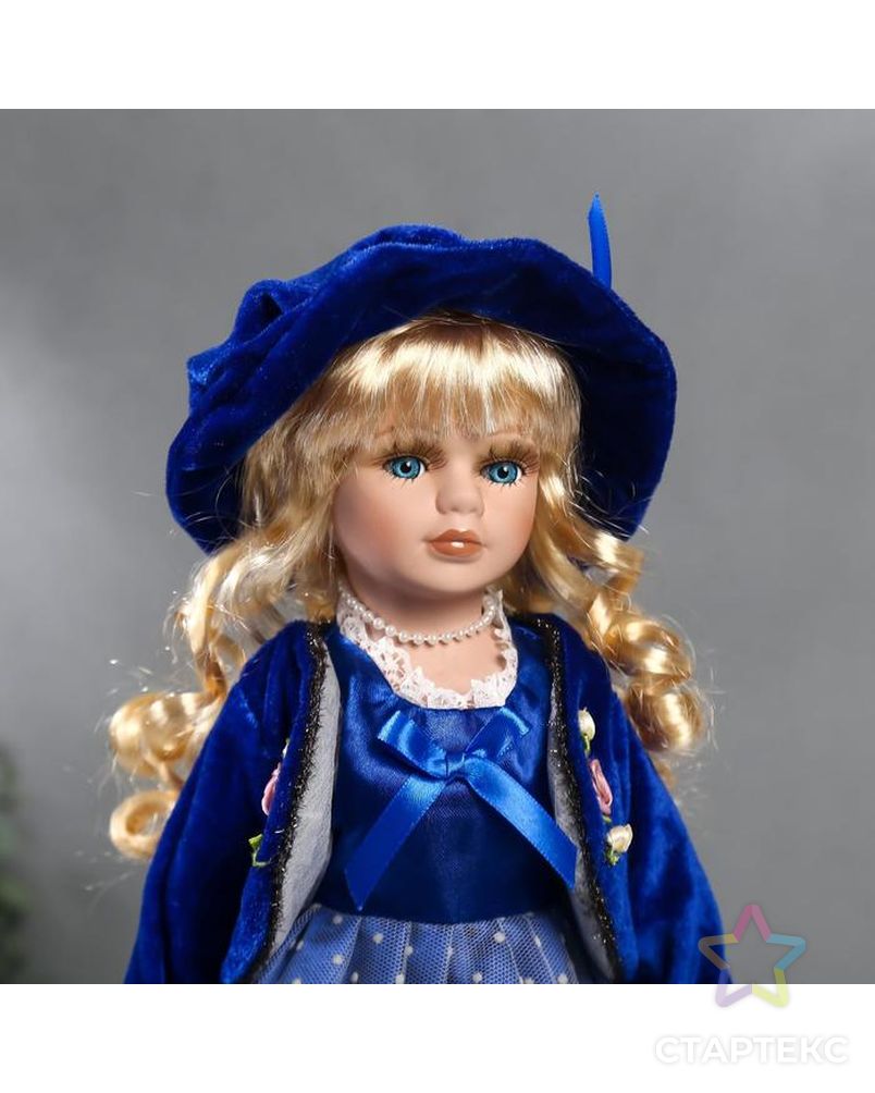 Кукла коллекционная керамика "Женя в синем платье и бархатном пиджаке" 40 см арт. СМЛ-137548-1-СМЛ0004822737 5