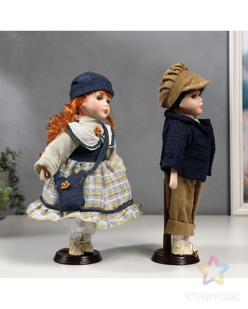 Кукла коллекционная парочка набор 2 шт "Злата и Сева в синих нарядах в полосочку" 30 см арт. СМЛ-137552-1-СМЛ0004822743 2