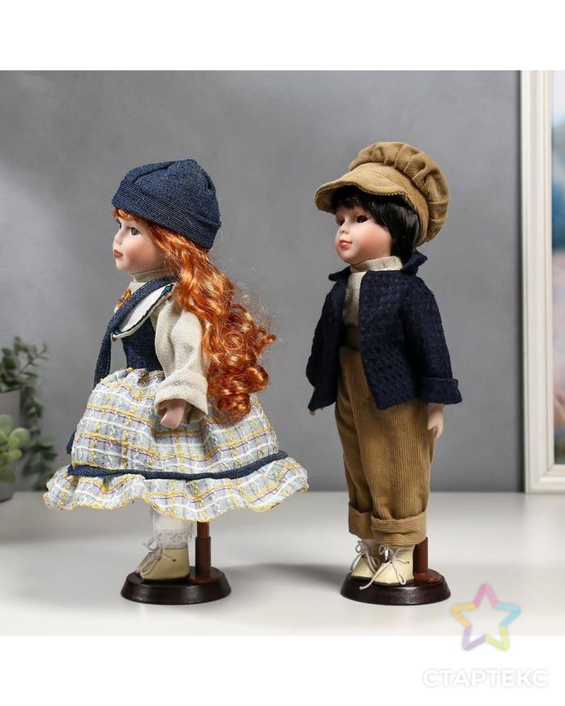 Кукла коллекционная парочка набор 2 шт "Злата и Сева в синих нарядах в полосочку" 30 см арт. СМЛ-137552-1-СМЛ0004822743 3