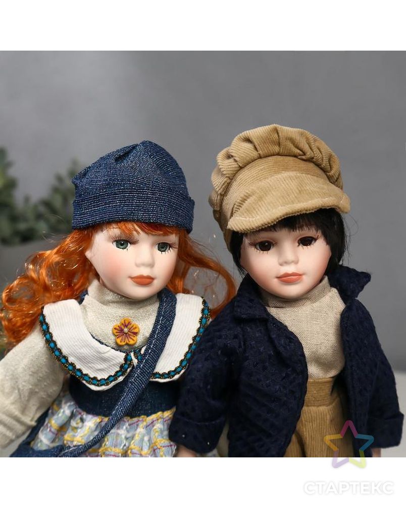 Кукла коллекционная парочка набор 2 шт "Злата и Сева в синих нарядах в полосочку" 30 см арт. СМЛ-137552-1-СМЛ0004822743 5