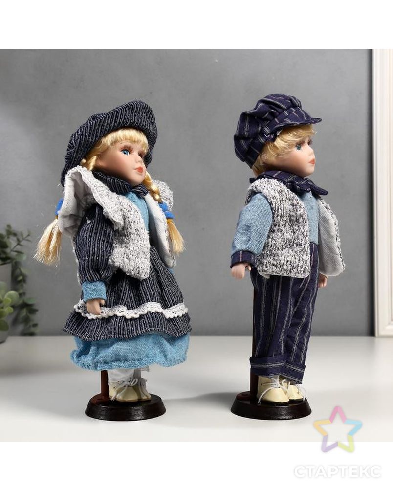 Кукла коллекционная парочка набор 2 шт "Алиса и Артём в синих нарядах" 30 см арт. СМЛ-137553-1-СМЛ0004822744 2