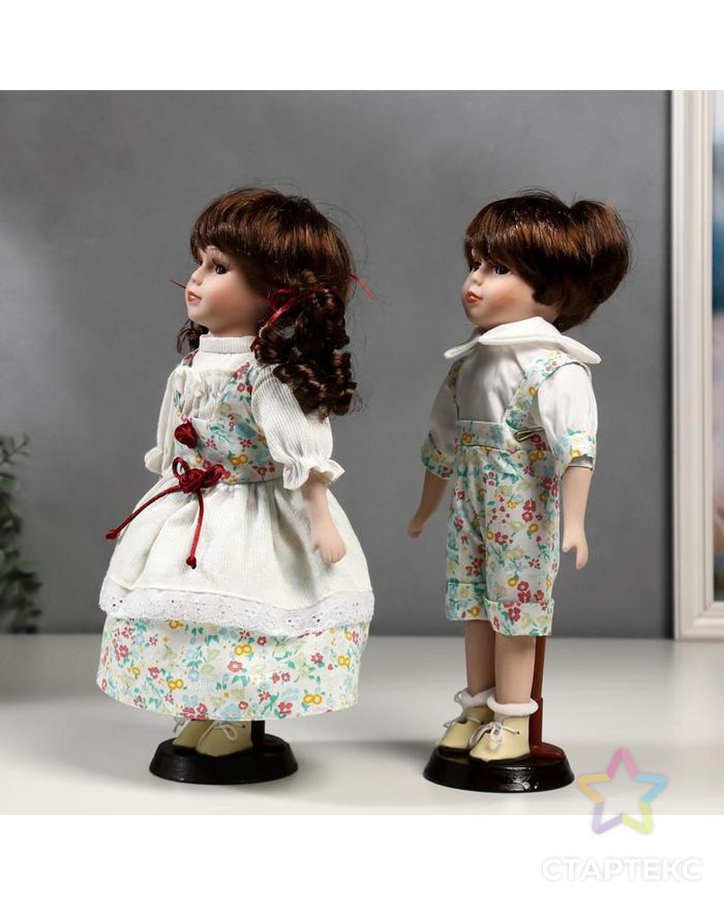 Кукла коллекционная парочка набор 2 шт "Стася и Егор в нарядах в цветочек" 30 см арт. СМЛ-137554-1-СМЛ0004822745 2