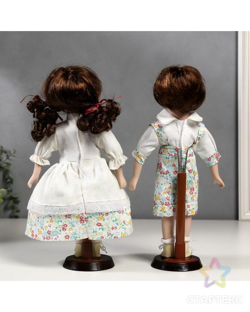 Кукла коллекционная парочка набор 2 шт "Стася и Егор в нарядах в цветочек" 30 см арт. СМЛ-137554-1-СМЛ0004822745 4