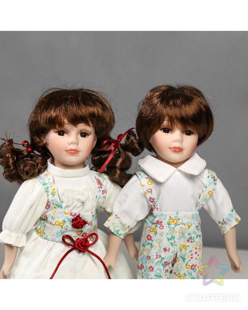 Кукла коллекционная парочка набор 2 шт "Стася и Егор в нарядах в цветочек" 30 см арт. СМЛ-137554-1-СМЛ0004822745 5