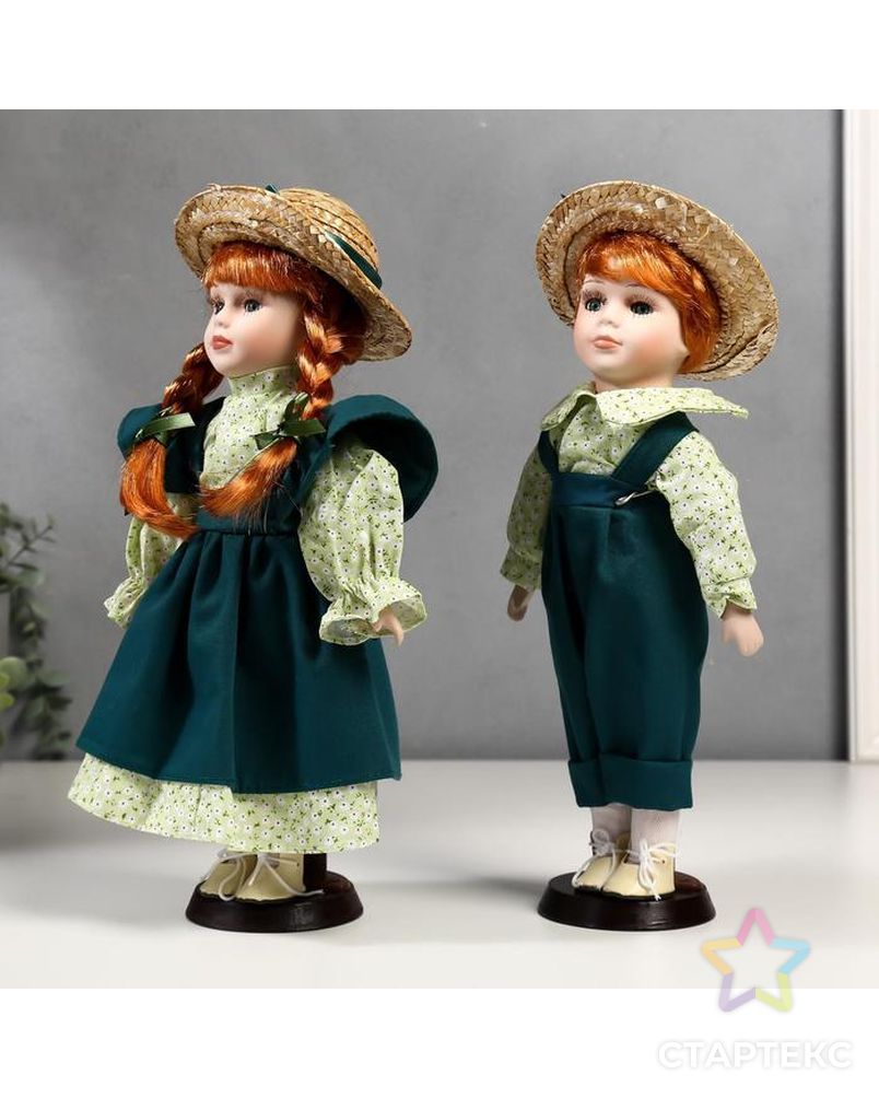 Кукла коллекционная парочка набор 2 шт "Маша и Миша в зелёных нарядах" 30 см арт. СМЛ-137555-1-СМЛ0004822746 3