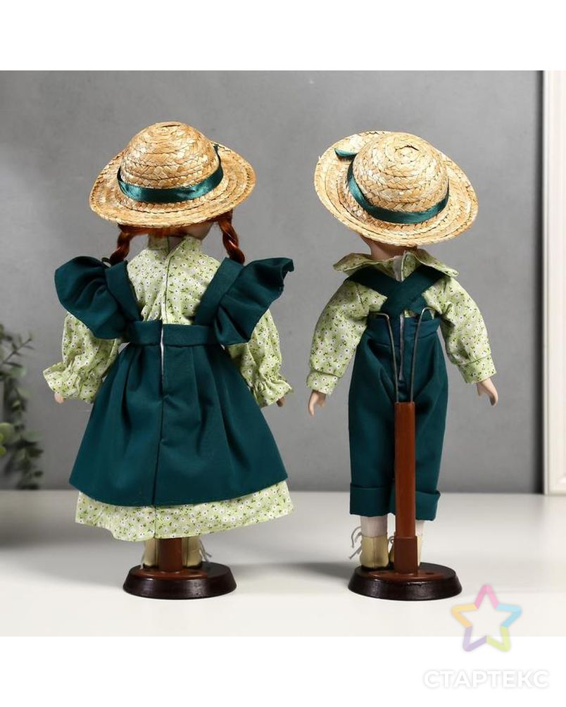 Кукла коллекционная парочка набор 2 шт "Маша и Миша в зелёных нарядах" 30 см арт. СМЛ-137555-1-СМЛ0004822746 4