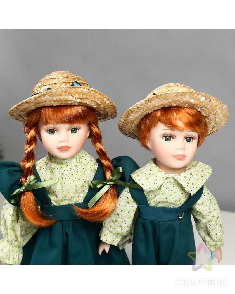 Кукла коллекционная парочка набор 2 шт "Маша и Миша в зелёных нарядах" 30 см арт. СМЛ-137555-1-СМЛ0004822746 5