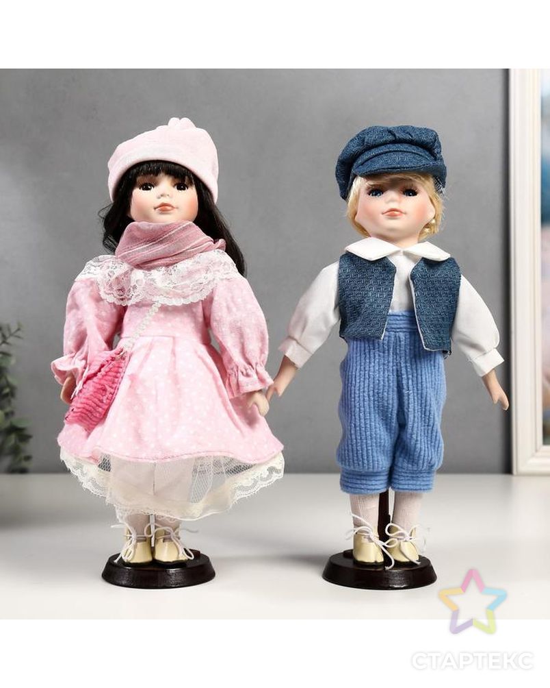 Кукла коллекционная парочка набор 2 шт "Полина и Кирилл в розовых нарядах" 30 см арт. СМЛ-137556-1-СМЛ0004822747 1