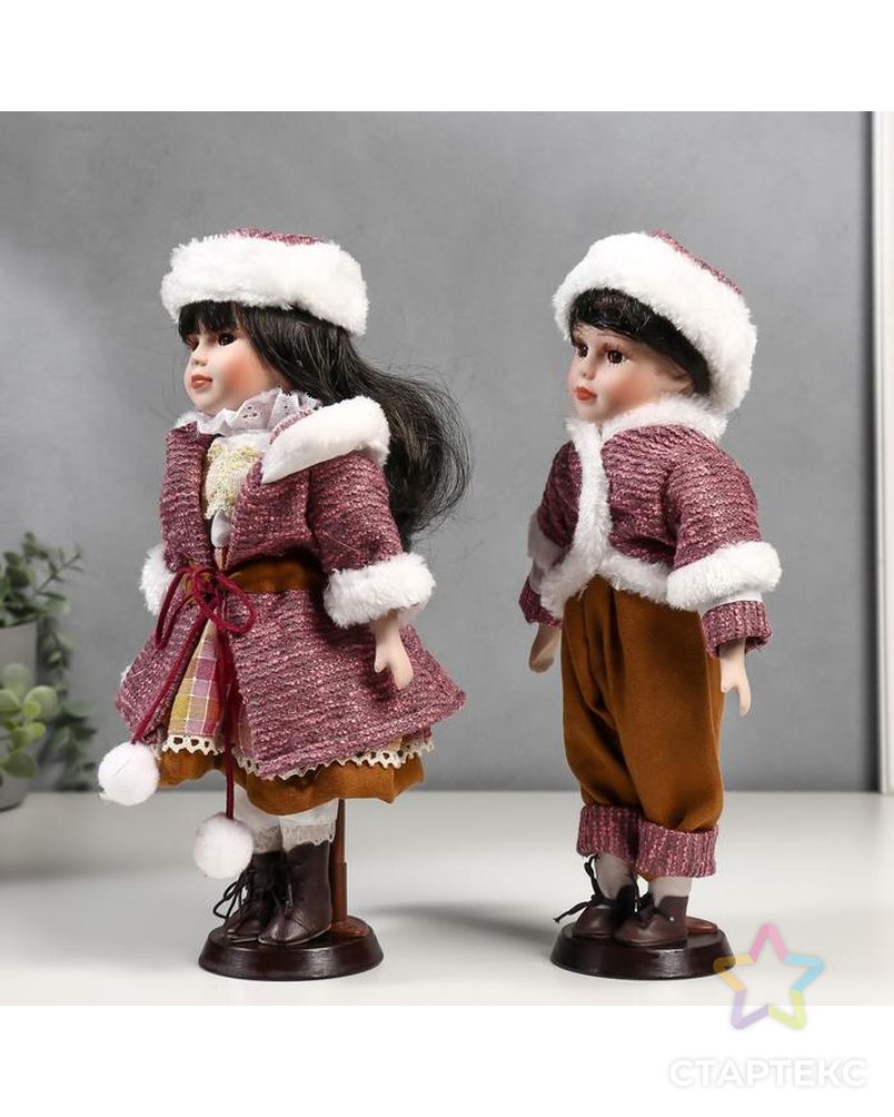 Кукла коллекционная парочка набор 2 шт "Ника и Паша в нарядах с мехом" 30 см арт. СМЛ-137557-1-СМЛ0004822748 2
