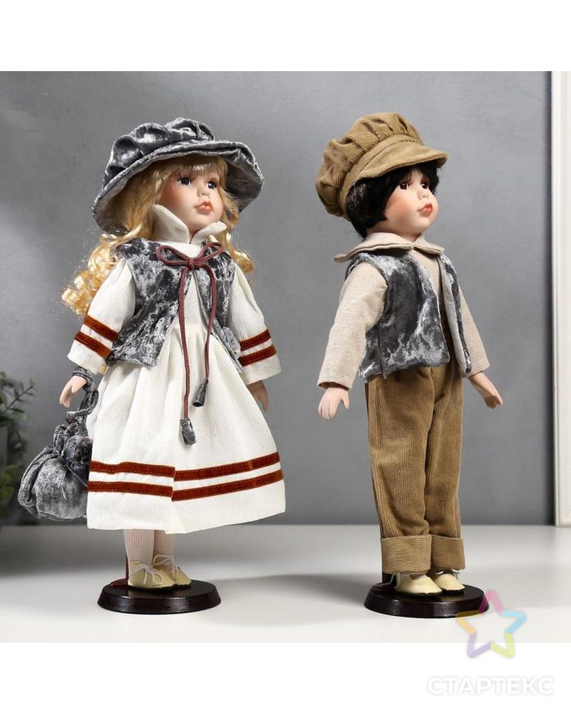 Кукла коллекционная парочка набор 2 шт "Юля и Юра в плюшевых жилетках" 40 см арт. СМЛ-137560-1-СМЛ0004822751 2