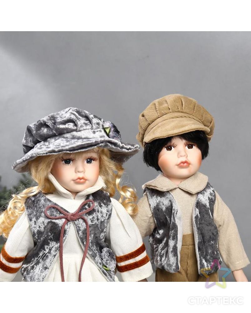 Кукла коллекционная парочка набор 2 шт "Юля и Юра в плюшевых жилетках" 40 см арт. СМЛ-137560-1-СМЛ0004822751 5