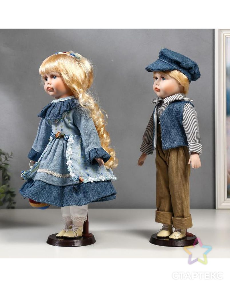 Кукла коллекционная парочка набор 2 шт "Вера и Сережа в голубых нарядах" 40 см арт. СМЛ-137561-1-СМЛ0004822752 3