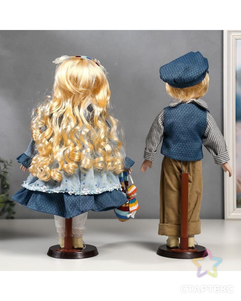 Кукла коллекционная парочка набор 2 шт "Вера и Сережа в голубых нарядах" 40 см арт. СМЛ-137561-1-СМЛ0004822752 4