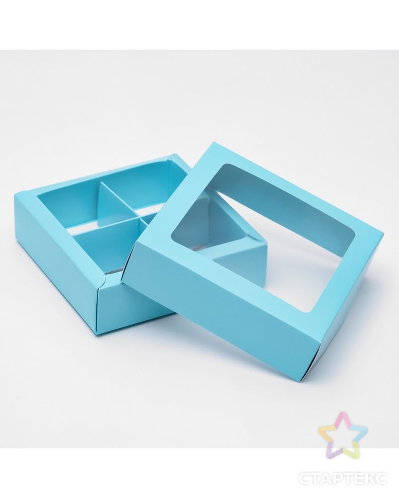 Коробка для конфет 4 шт, с окном, крафт 12,5 х 12,5 х 3,5 см арт. СМЛ-99275-4-СМЛ0004829467 2