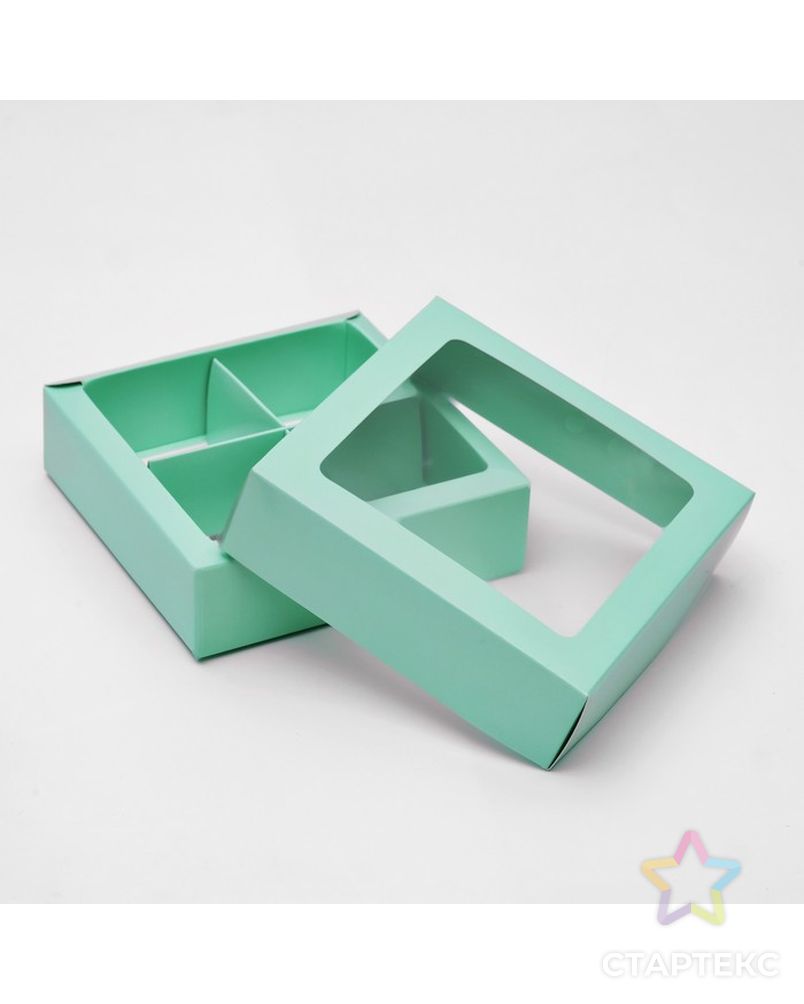 Коробка для конфет 4 шт, с окном, крафт 12,5 х 12,5 х 3,5 см арт. СМЛ-99275-2-СМЛ0004829469 2