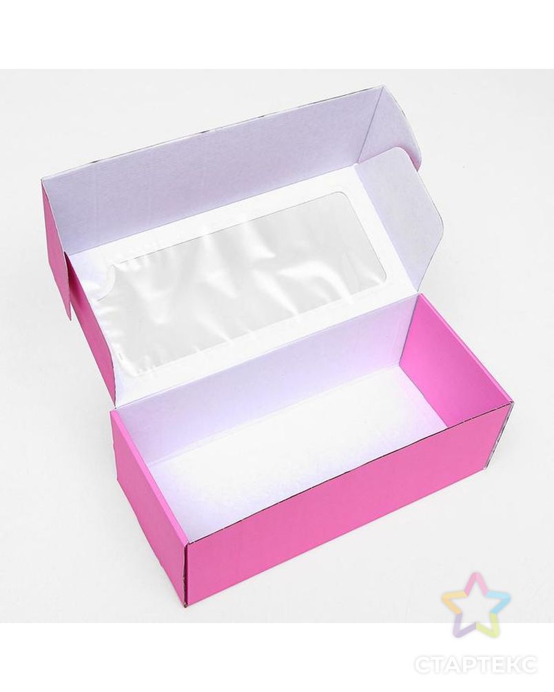 Коробка самосборная, с окном, белая, 16 х 35 х 12 см арт. СМЛ-98401-7-СМЛ0004832232 3