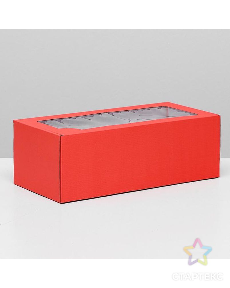 Коробка самосборная, с окном, белая, 16 х 35 х 12 см арт. СМЛ-98401-9-СМЛ0004832235 1