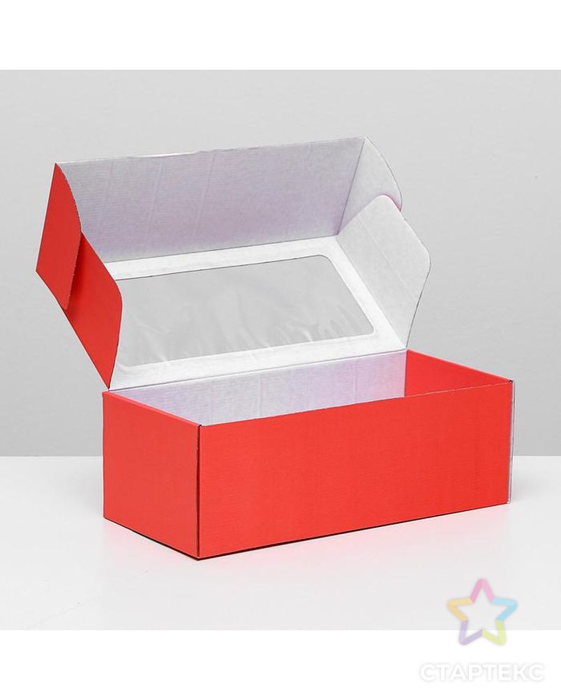 Коробка самосборная, с окном, белая, 16 х 35 х 12 см арт. СМЛ-98401-9-СМЛ0004832235 2
