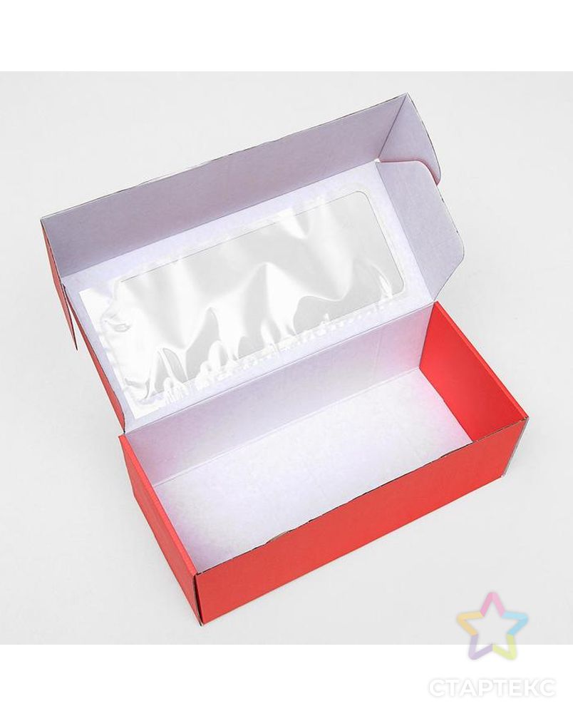 Коробка самосборная, с окном, белая, 16 х 35 х 12 см арт. СМЛ-98401-9-СМЛ0004832235 3