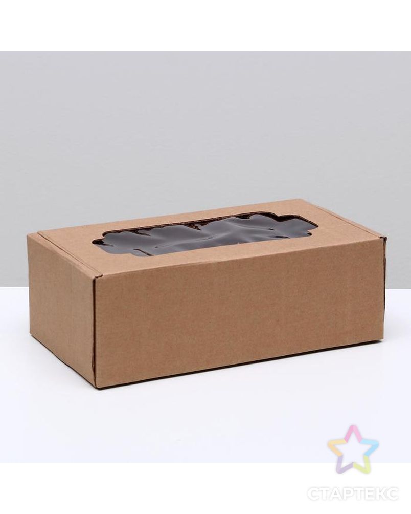 Коробка самосборная, с окном, бурая, 23 х 12 х 8 см арт. СМЛ-105461-1-СМЛ0004832239 1