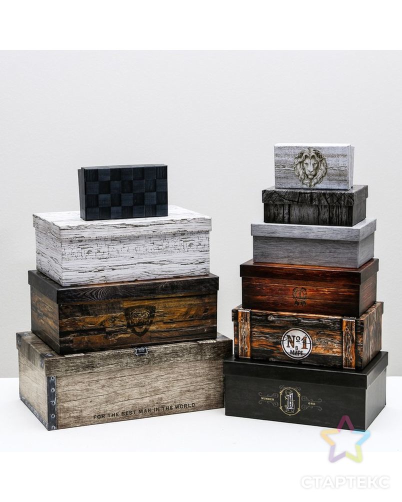 Набор подарочных коробок 10 в 1 «Ящики», 12 × 7 × 4 - 32.5 × 20 × 12.5 см арт. СМЛ-85575-1-СМЛ0004832739 1