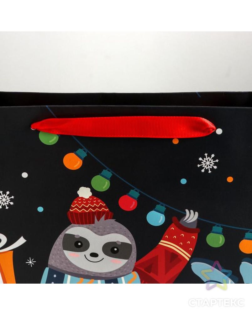 Пакет ламинированный горизонтальный «Новогодний ленивец», ML 27 × 23 × 11,5 см арт. СМЛ-101487-3-СМЛ0004843344 3