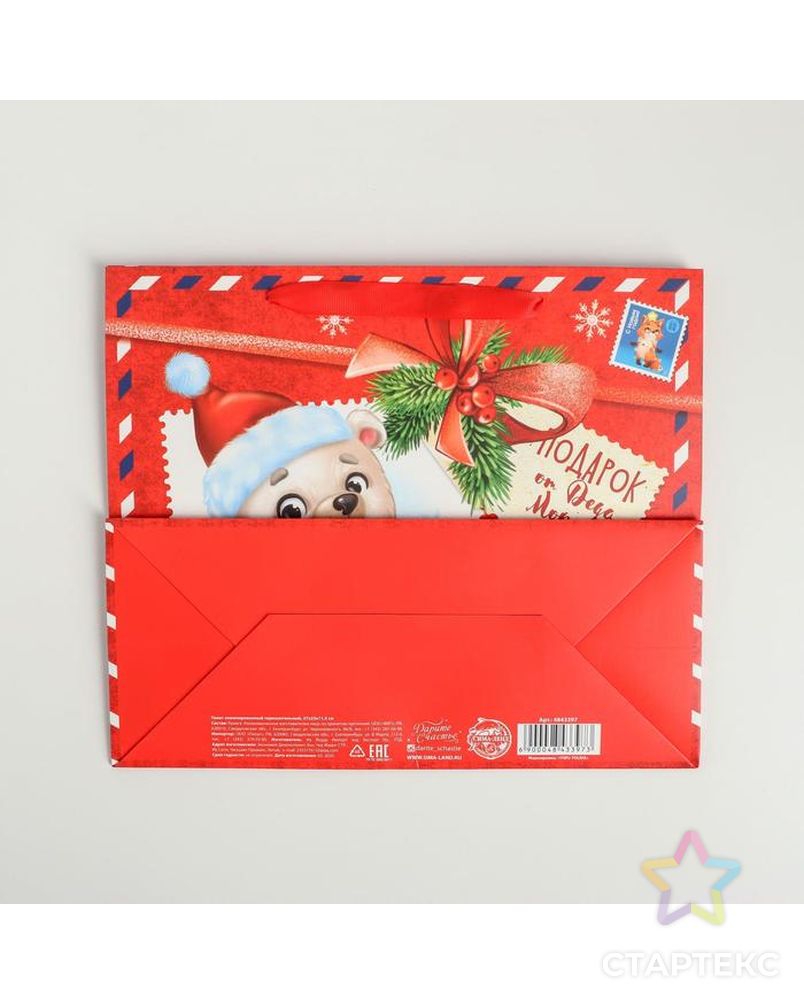 Пакет ламинированный горизонтальный «Подарок от Деда Мороза», MS 23 × 18 × 10 см арт. СМЛ-101497-2-СМЛ0004843397 4