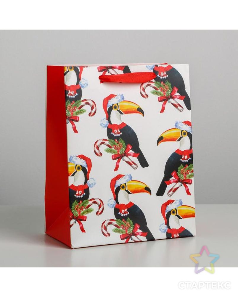 Пакет ламинированный вертикальный «Новогодний фламинго», L 31 × 40 × 11,5 см арт. СМЛ-101498-3-СМЛ0004843398 1