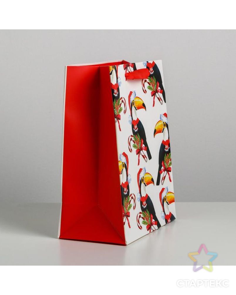 Пакет ламинированный вертикальный «Новогодний фламинго», L 31 × 40 × 11,5 см арт. СМЛ-101498-3-СМЛ0004843398 2
