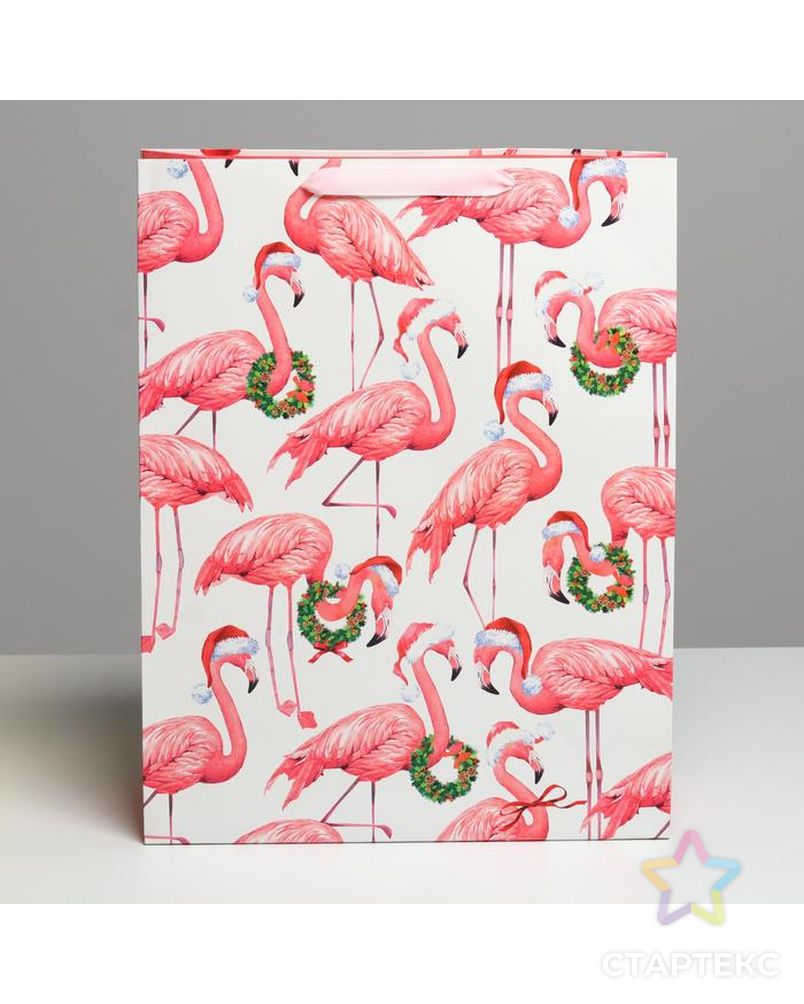 Пакет ламинированный вертикальный «Новогодний фламинго», L 31 × 40 × 11,5 см арт. СМЛ-101498-1-СМЛ0004843400 2