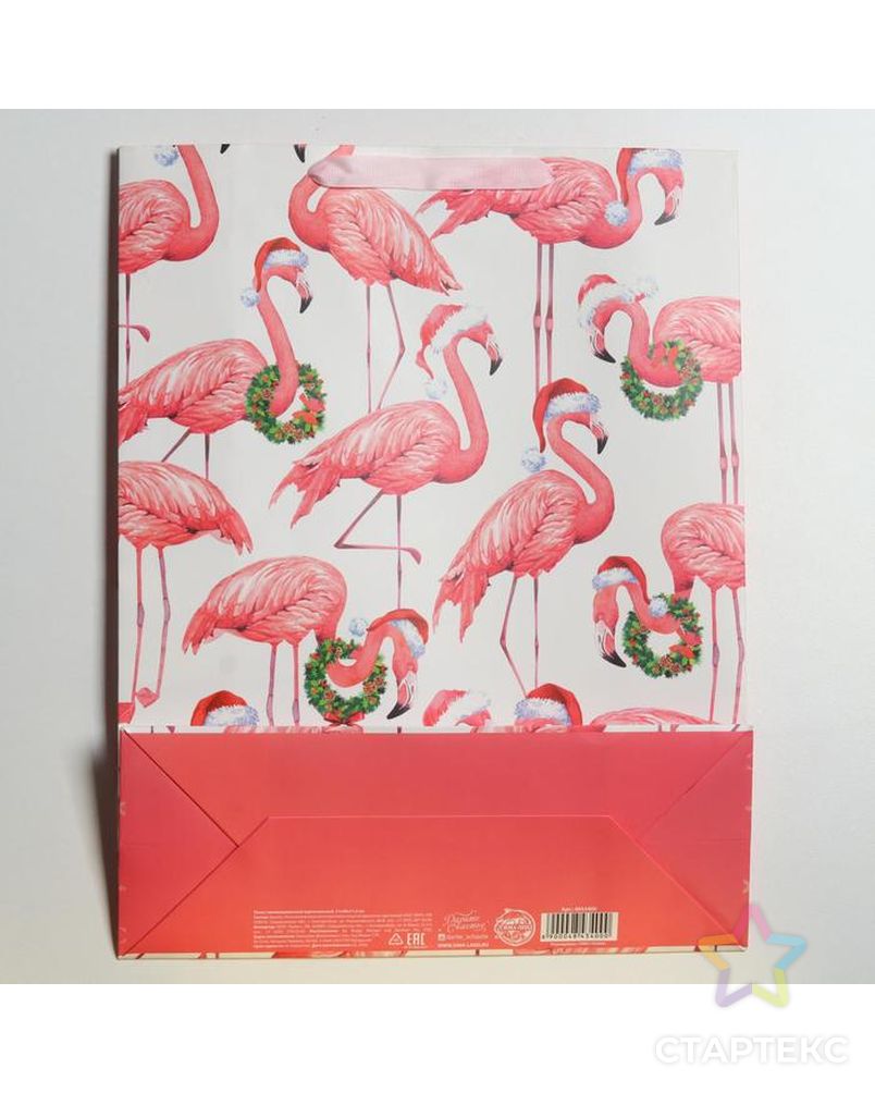 Пакет ламинированный вертикальный «Новогодний фламинго», L 31 × 40 × 11,5 см арт. СМЛ-101498-1-СМЛ0004843400