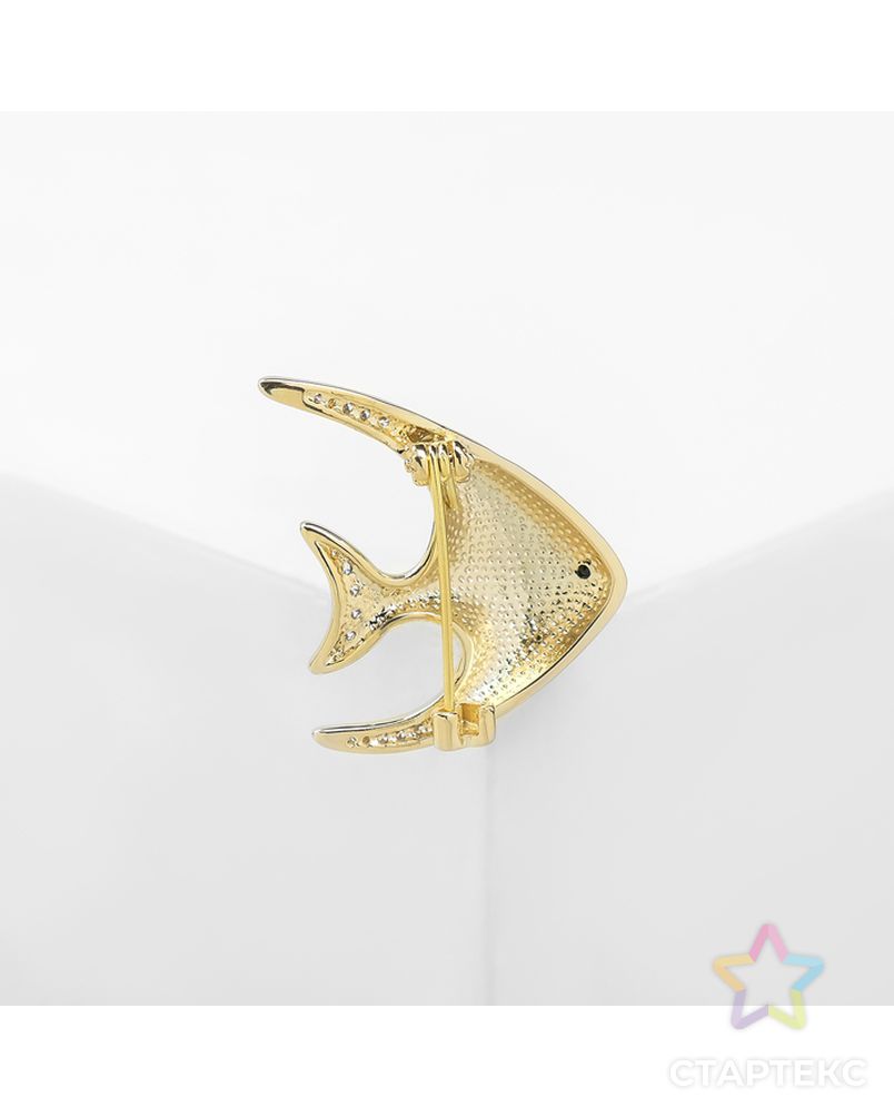 Брошь "Рыбка" скалярия, цвет белый в золоте арт. СМЛ-176443-1-СМЛ0004845015 2