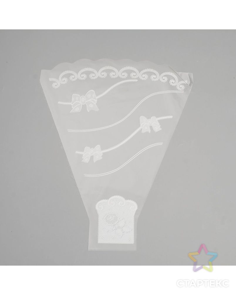 Пакет цветочный рюмка "Бант", белый, 30 х 40 см арт. СМЛ-79678-1-СМЛ0004846445 1