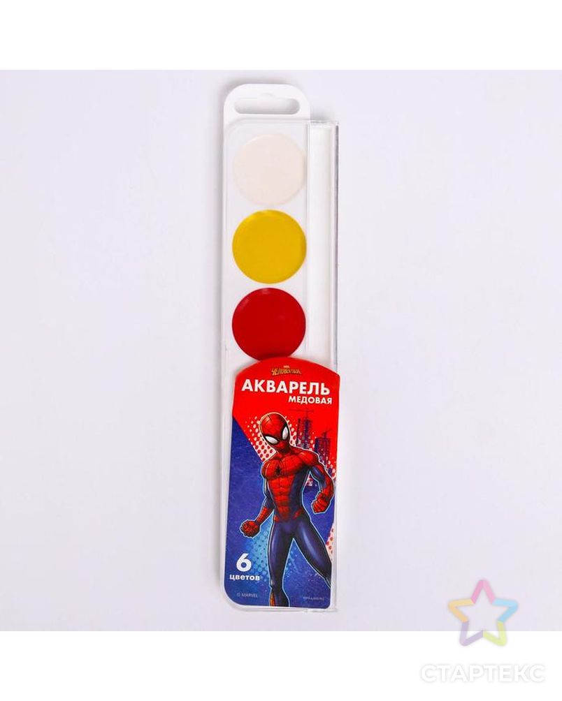 Акварель медовая «Человек-паук», 6 цветов, без кисти арт. СМЛ-181460-1-СМЛ0004846913 1