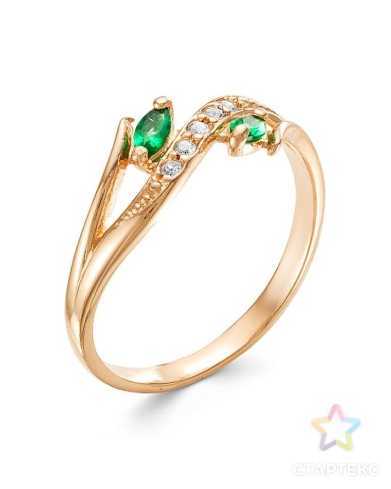 Кольцо "Роскошь изгиба", позолота, цвет зелёный, 16,5 размер арт. СМЛ-133866-1-СМЛ0004853645