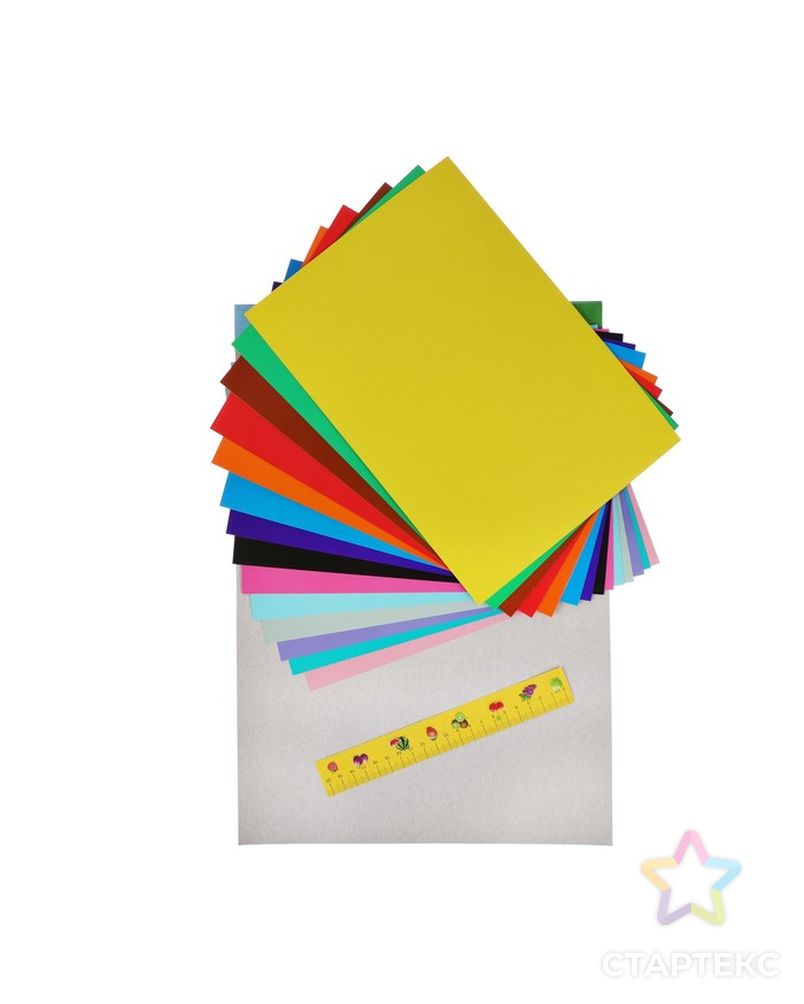 Картон цветной двухсторонний А4, 14 листов, 14 цветов «Хитрец», мелованный арт. СМЛ-175820-1-СМЛ0004862049 2