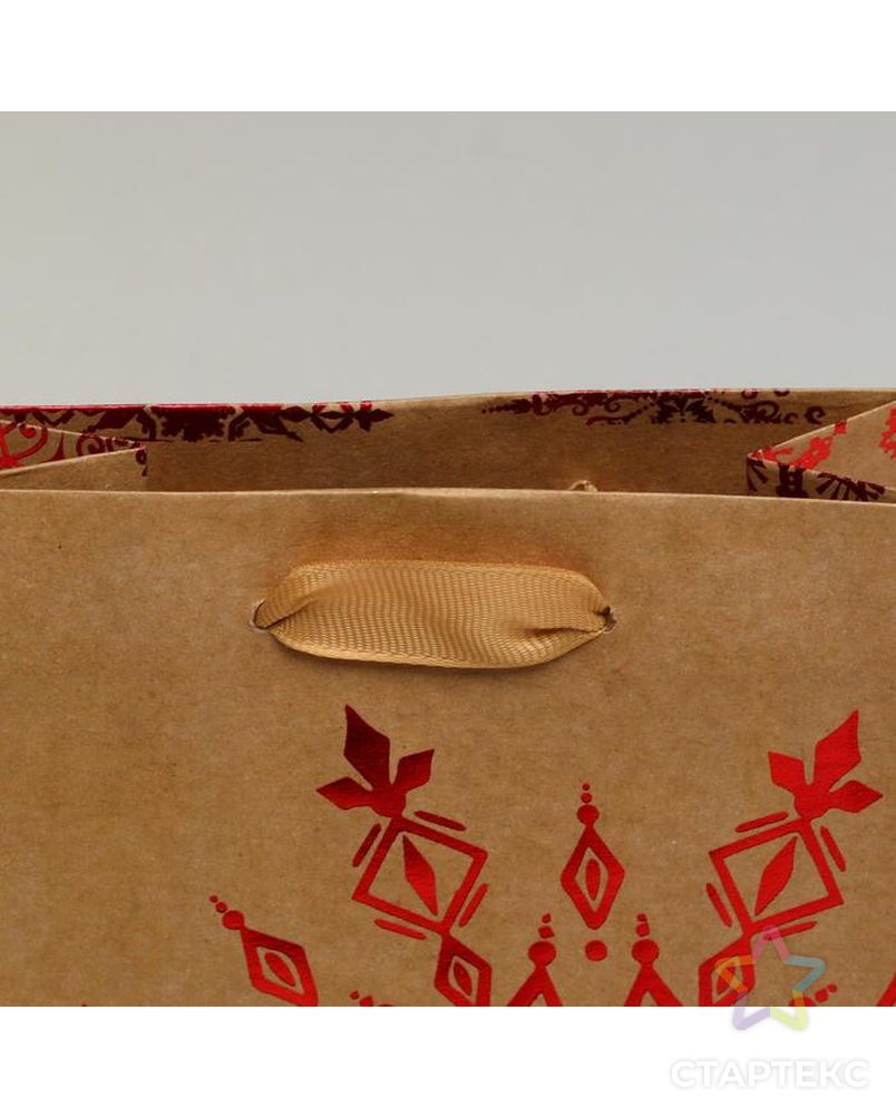 Пакет крафтовый вертикальный «Снежинка», MS 18 × 23 × 10 см арт. СМЛ-101390-3-СМЛ0004865485 3