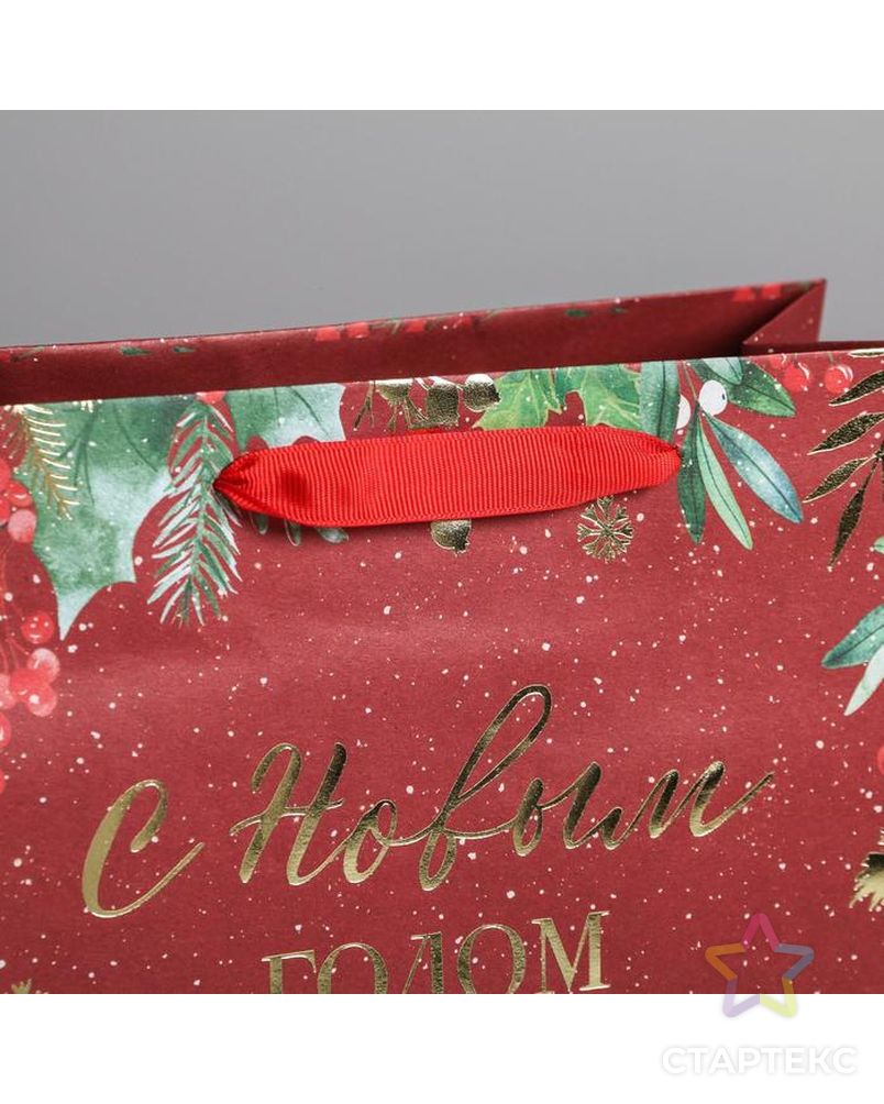Пакет крафтовый горизонтальный «Новогоднее настроение», MS 23 × 18 × 10 см арт. СМЛ-101396-1-СМЛ0004865504 3