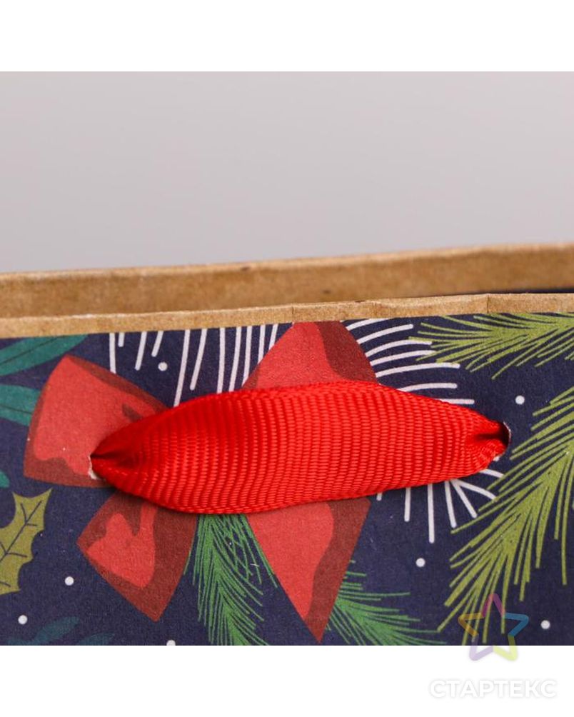 Пакет крафтовый вертикальный «Новогодний лес», ML 23 × 27 × 11.5 см арт. СМЛ-101404-2-СМЛ0004865524 2