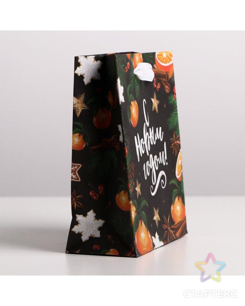 Пакет крафтовый вертикальный «Новогодние мандарины», MS 18 × 23 × 10 см арт. СМЛ-101405-2-СМЛ0004865527 3