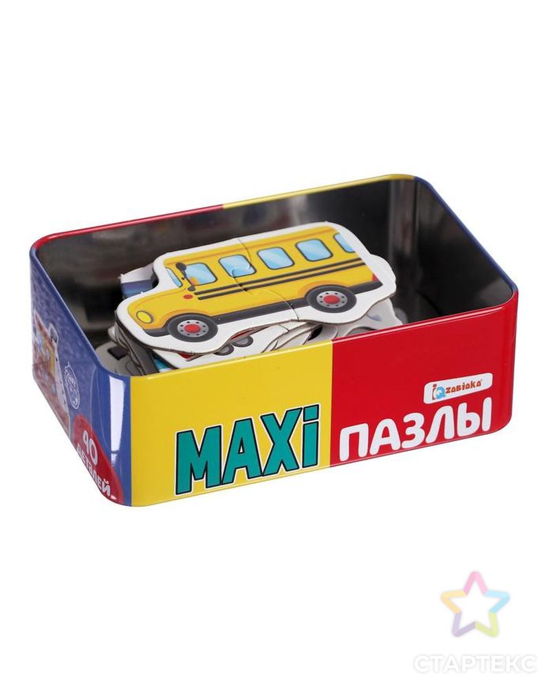 Макси-пазлы в металлической коробке «Весёлый транспорт», 40 деталей арт. СМЛ-94470-1-СМЛ0004868652 4
