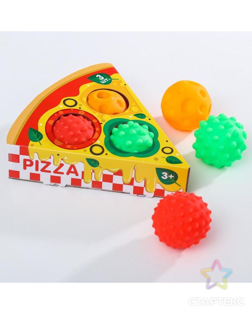 Подарочный набор развивающих мячиков "Пицца" 3 шт. арт. СМЛ-93550-1-СМЛ0004916715 1