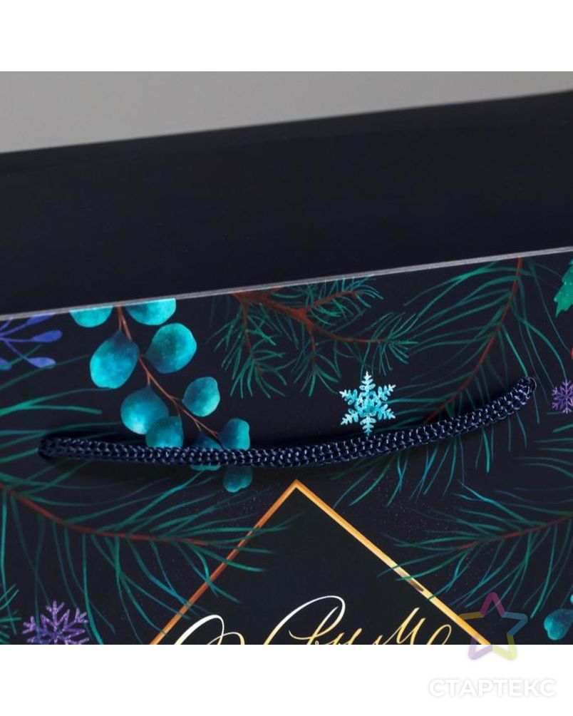 Пакет-коробка «Новогодняя ботаника», 23 × 18 × 11 см арт. СМЛ-91346-1-СМЛ0004922086