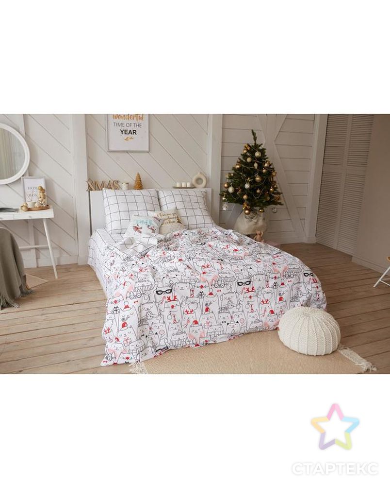 Постельное белье Этель 2 сп Xmas cat 175*215 см, 200*220 см, 70*70 см - 2 шт арт. СМЛ-178599-2-СМЛ0004935601 6