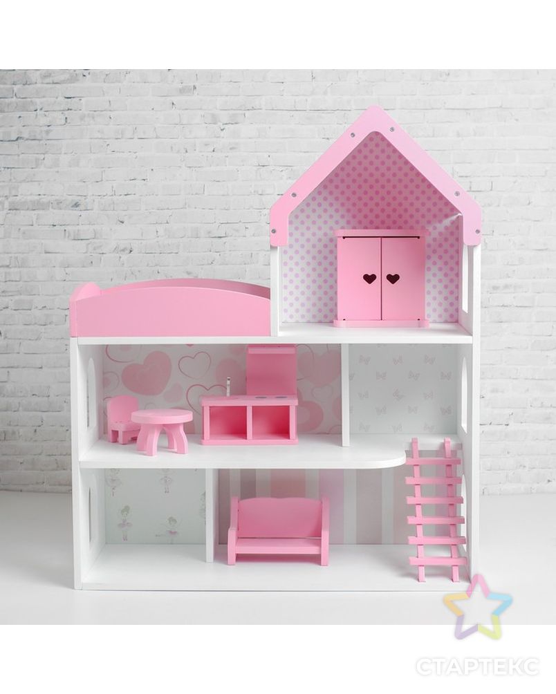 Кукольный дом «Мармелад» с обоями и набором мебели арт. СМЛ-82543-1-СМЛ0004948443 1