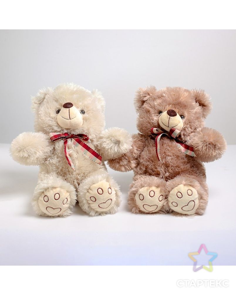 Мягкая игрушка «Медведь с клетчатым бантом», 30 см, цвета МИКС арт. СМЛ-82168-1-СМЛ0004958625 3