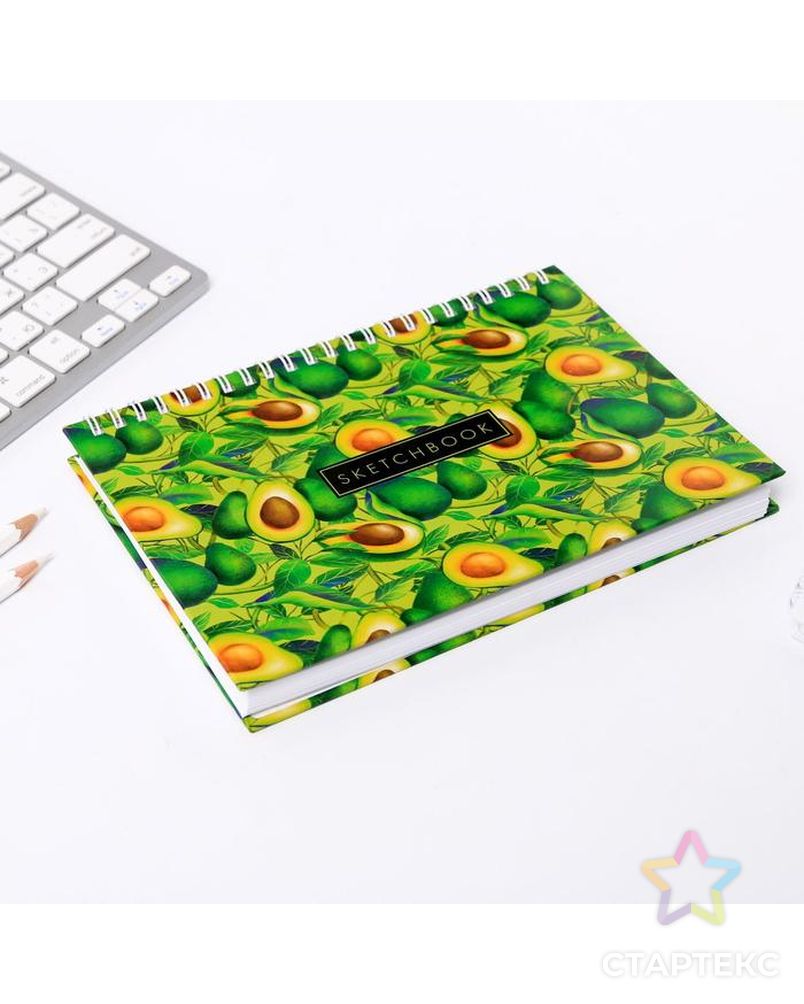 Скетчбук горизонтальный на гребне Sketchbook avocado, А5,80 листов арт. СМЛ-207055-1-СМЛ0004958968 2