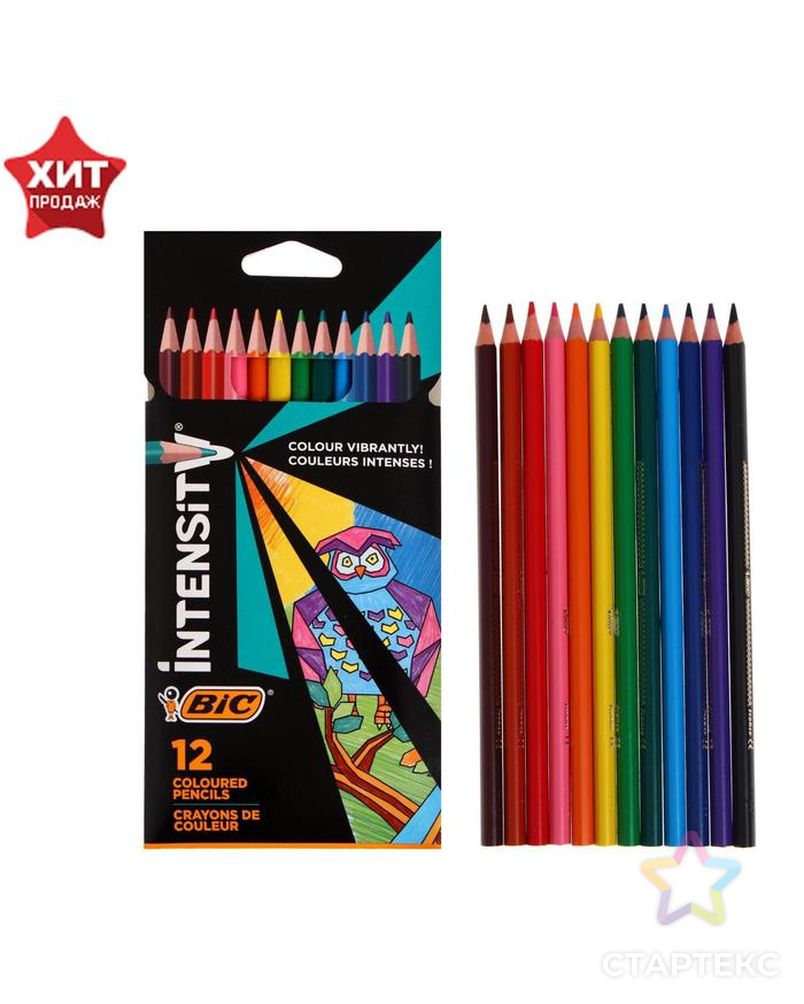 Цветные карандаши 12 цветов, для подростков и взрослых, трёхгранные, BIC Color Up, МИКС арт. СМЛ-177435-1-СМЛ0004965866 1